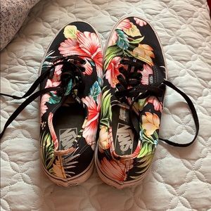 floral Hawaiian print vans